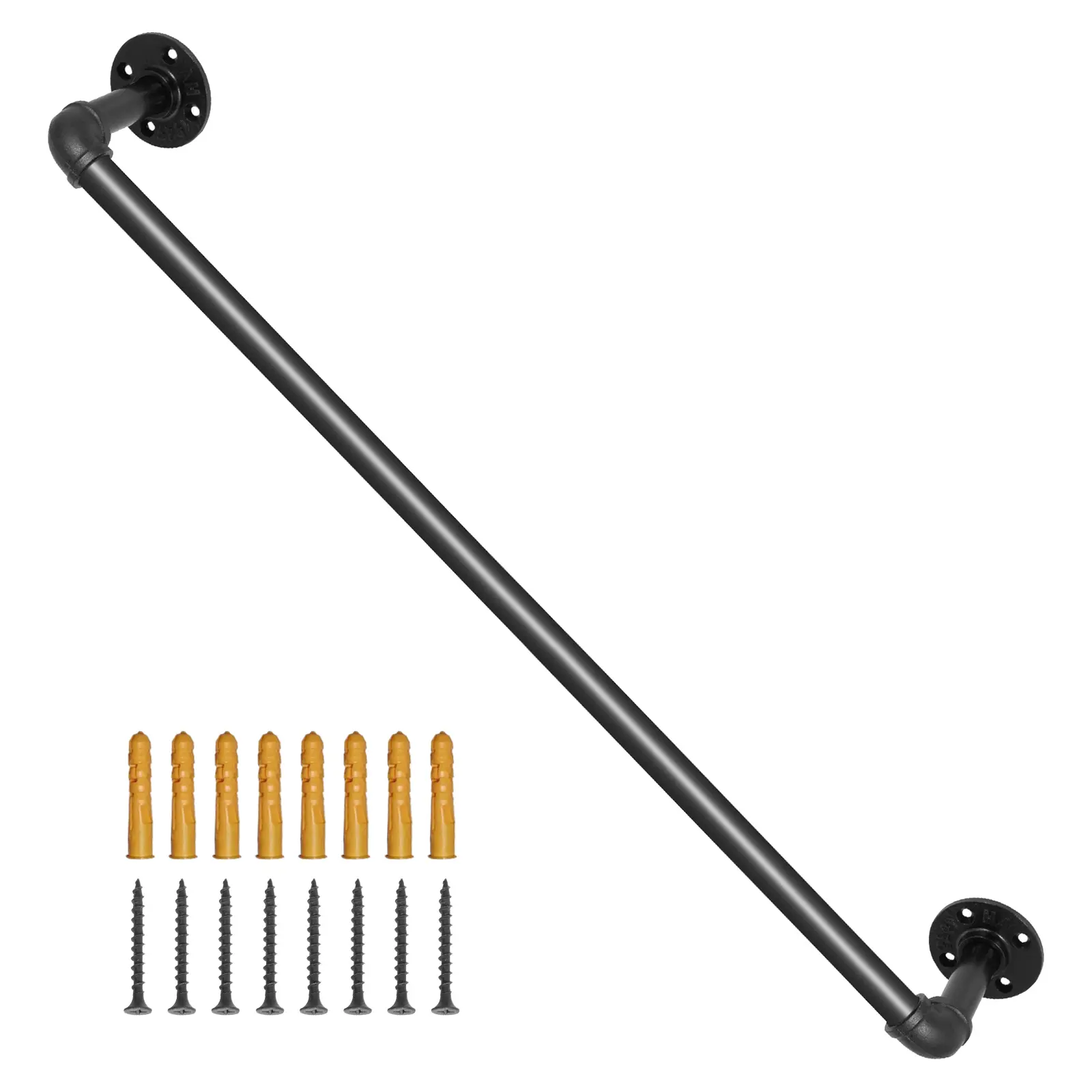 Pipe Stair Handrail, Staircase Handrail, Carbon Steel+ Matte Finish Construction, Round Corner Wall Handrailings for Indoor