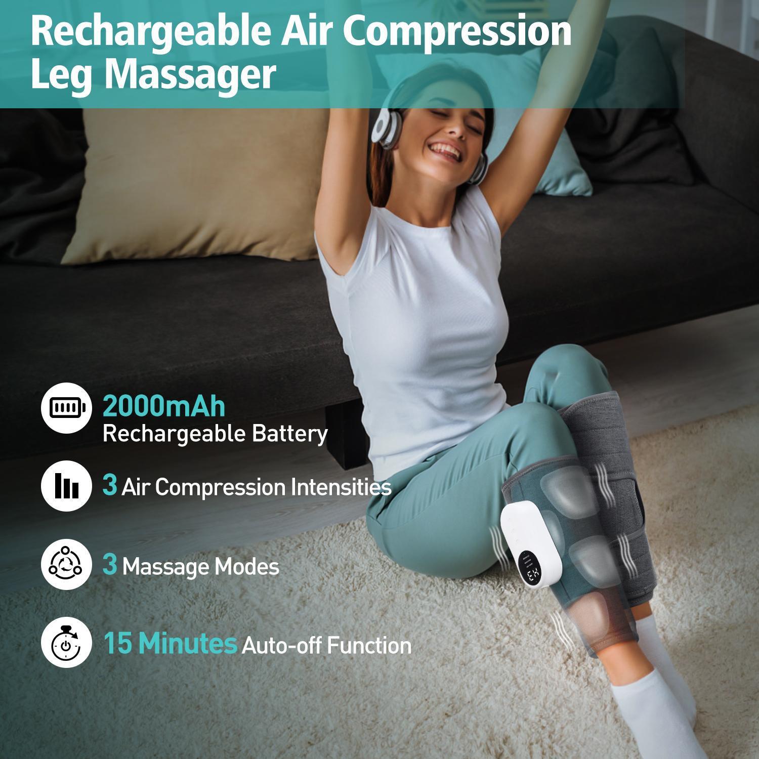 Cordless Air Compression Leg Massager, Adjustable 1 Count 3 Heating 3 Modes Calf Massager, Professional Leg Relaxation Massager for Women & Men