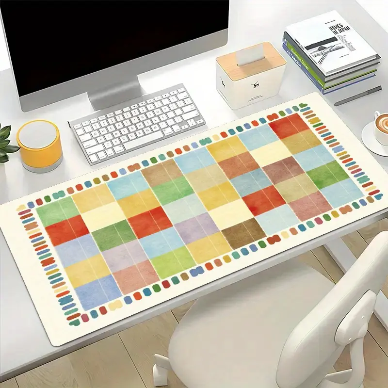 1 piece Dopamine geometric pattern mouse pad and desk mat, office laptop keyboard study mat, available in various sizes, ideal gift for home office, game room, bedroom, and computer accessories |   Modern desk mat |   Anti-slip mouse pad