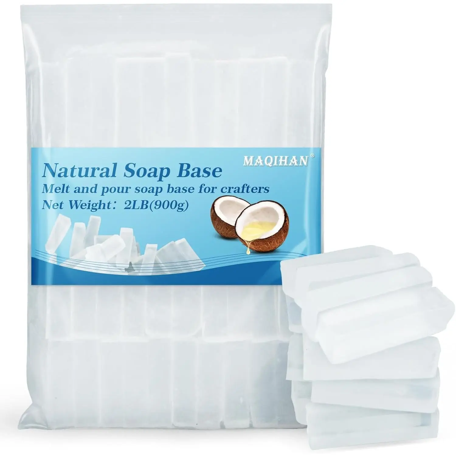Soap Base Natural 2LB - Clear Glycerin Base for Soap Making |   Melt and Pour Organic glicerina para Hacer Jabones, Foaming Additives, Odorless & Good Cleaning Ability, Soap Making Supplies