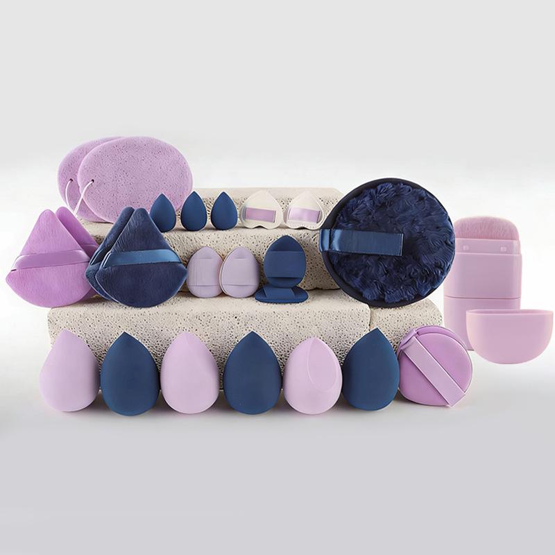 44-piece beauty tool set with 20 makeup brushes, toiletry and makeup bag, puff, and travel kit