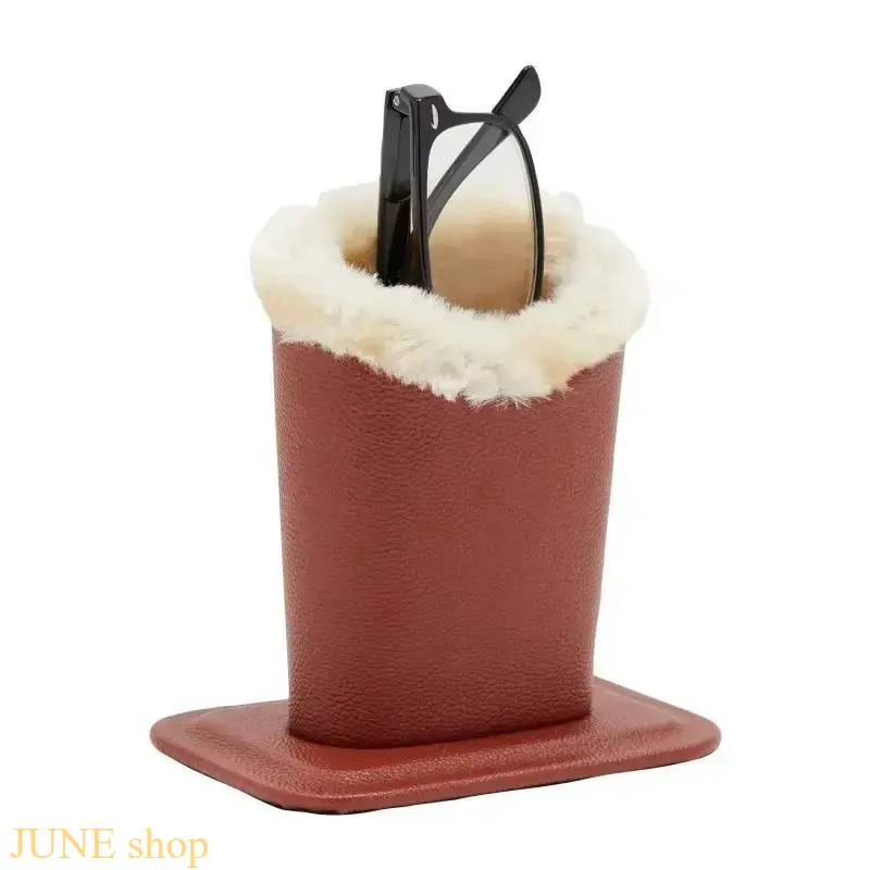 Trendy Floral Eyeglasses Stand in PU Leather with a Plush Protective Liner, Stable Desktop Organizer for Sunglasses Accessories, Eco-Friendly, Vegan Leather, Daily, Compact, Eyewear Organizer, Soft Fur Rim, Fashion, Fixed Base