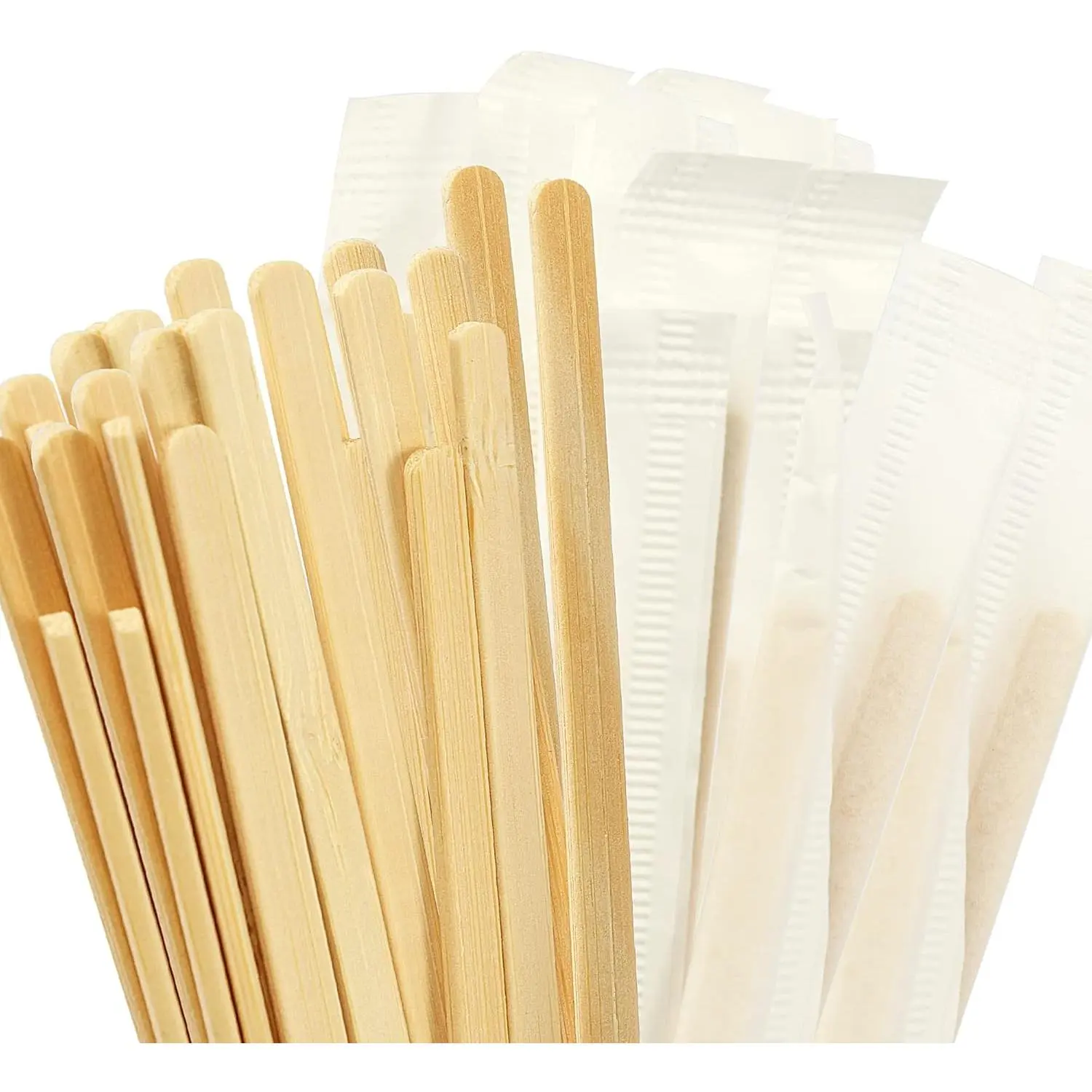 100pcs Bamboo Coffee Stirrers Individually Wrapped, 5.5 Inch Disposable Wood Swizzle Stick Beverage Mixer, Eco Friendly Long Wood Stir Sticks for Mixing Cocktail Hot Chocolate Drinking Tea