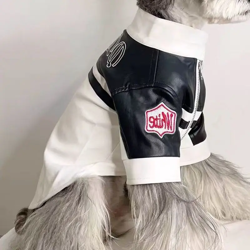 Cool Pet Leather Jacket for Medium Dogs and Cats, Easy Care Stylish Outdoor Clothing for Pets, Trendy Pet Fashion Accessory, Perfect for Walks and Playtime