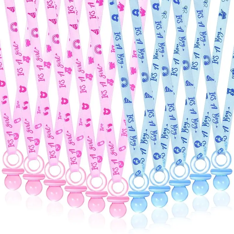 36 Pieces Baby Shower Pacifiers Necklace, Cute Acrylic Pacifier Necklaces for Baby Shower Games Charm, Party Favors, Gender Reveal Necklaces Decorations DIY, Gender Reveal Table Scatter(Blue&Pink)
