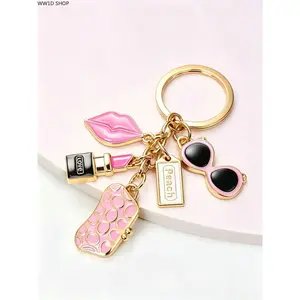 Cute Lip Design Alloy Pendant Keychains for Women, Fashion Accessory for Wallets, Handbags, Keys