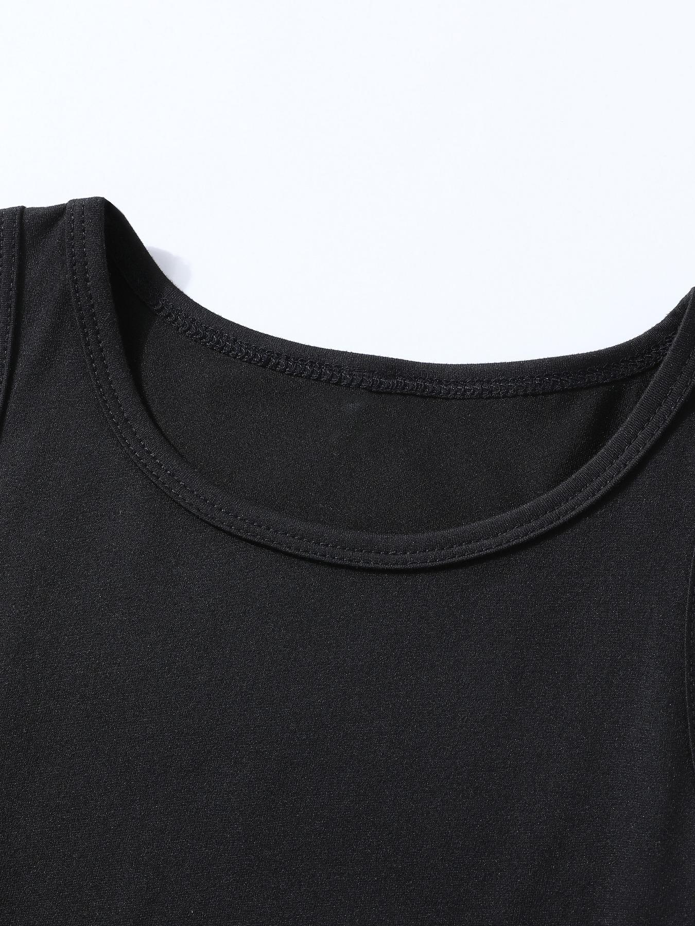 Women's Bark for Me Wolf Pattern Short Tank Top, Y2K Street Style Gothic Streetwear Sleeveless Shirt, Letter Print Collared Crop Top, Casual