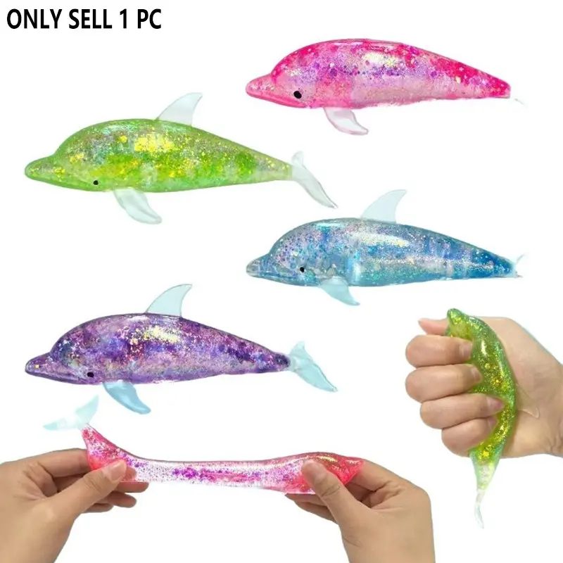 Squishy Dolphin Sugar Stress Balls for Kids and Adults, Kawaii Dolphin Squeeze Sugar Ball Squishy Toys, Sea-Animals Sensory Stress Toys, Party Favors for Kids