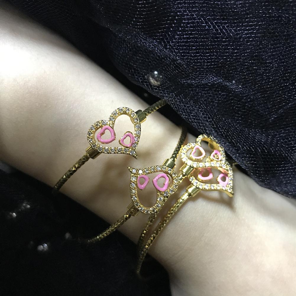 4pcs Baby Bangles Heart  Dubai Gold Color Bangles Kids Bracelet Luxury Bracelet Dubai Bangles Child Jewelry Birthday Present