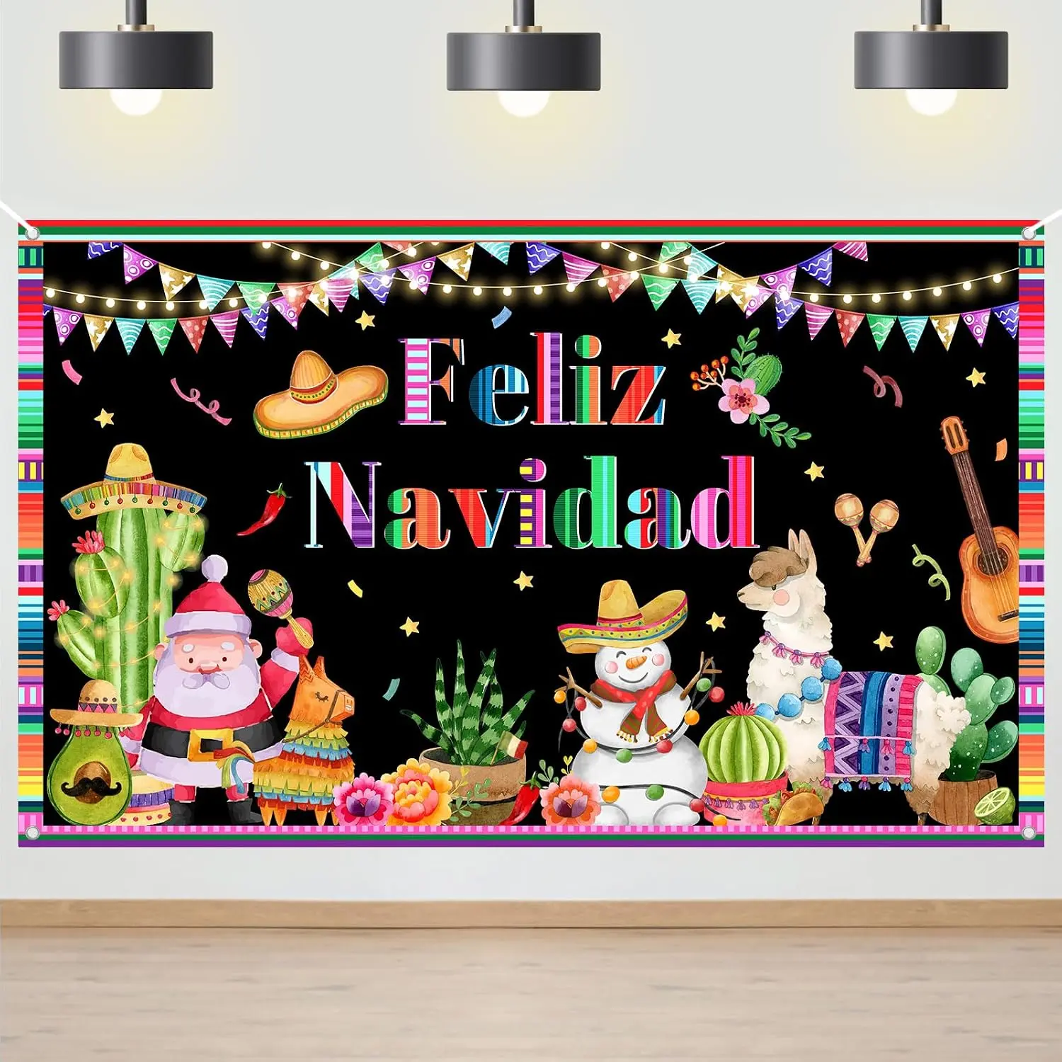 Feliz Navidad Backdrop Mexican Feliz Navidad Decorations Banner Spanish Christmas Winter Holiday Party Banner Decor Mexican Merry Christmas Party Supplies (6x3.6ft)