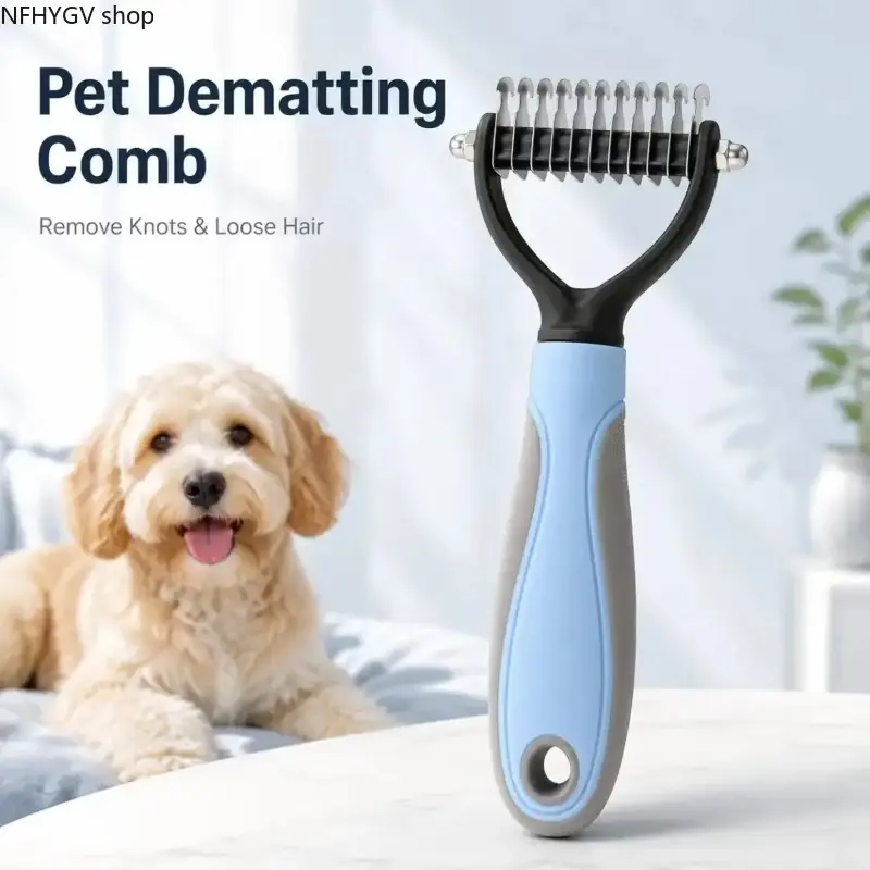 Dog Grooming Knot Remover Comb Built With Double Sided Design, Dual-Function Pet Tool For Detangling Knots And Removing Loose Undercoat Hair, Gentle Safe Grooming Accessory Suitable For All Types Of Dogs And Cats Daily Fur Care