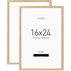 Minimalist 16x24 Frame, Solid Oak  16x24 Picture Frame for Wall Mount - Wall Decor for , Office & Galley (2 Pack,Oak)