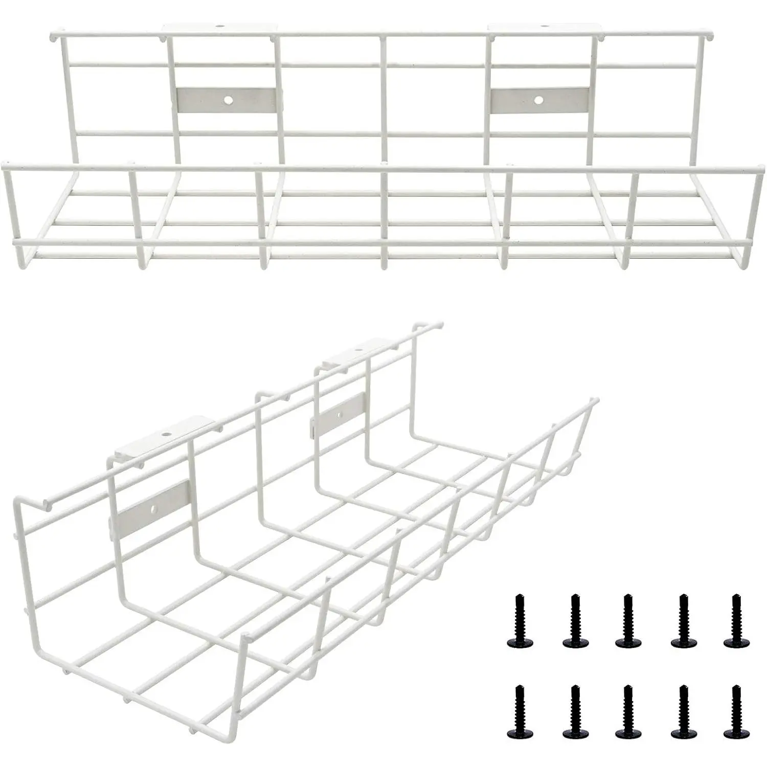 Under Desk  Tray - 2 Pack  Raceway for Wire Management. Metal Wire Organizer for Office, Studio and . Super Sturdy Cord Organizer for Desk - White  Management Under Desks