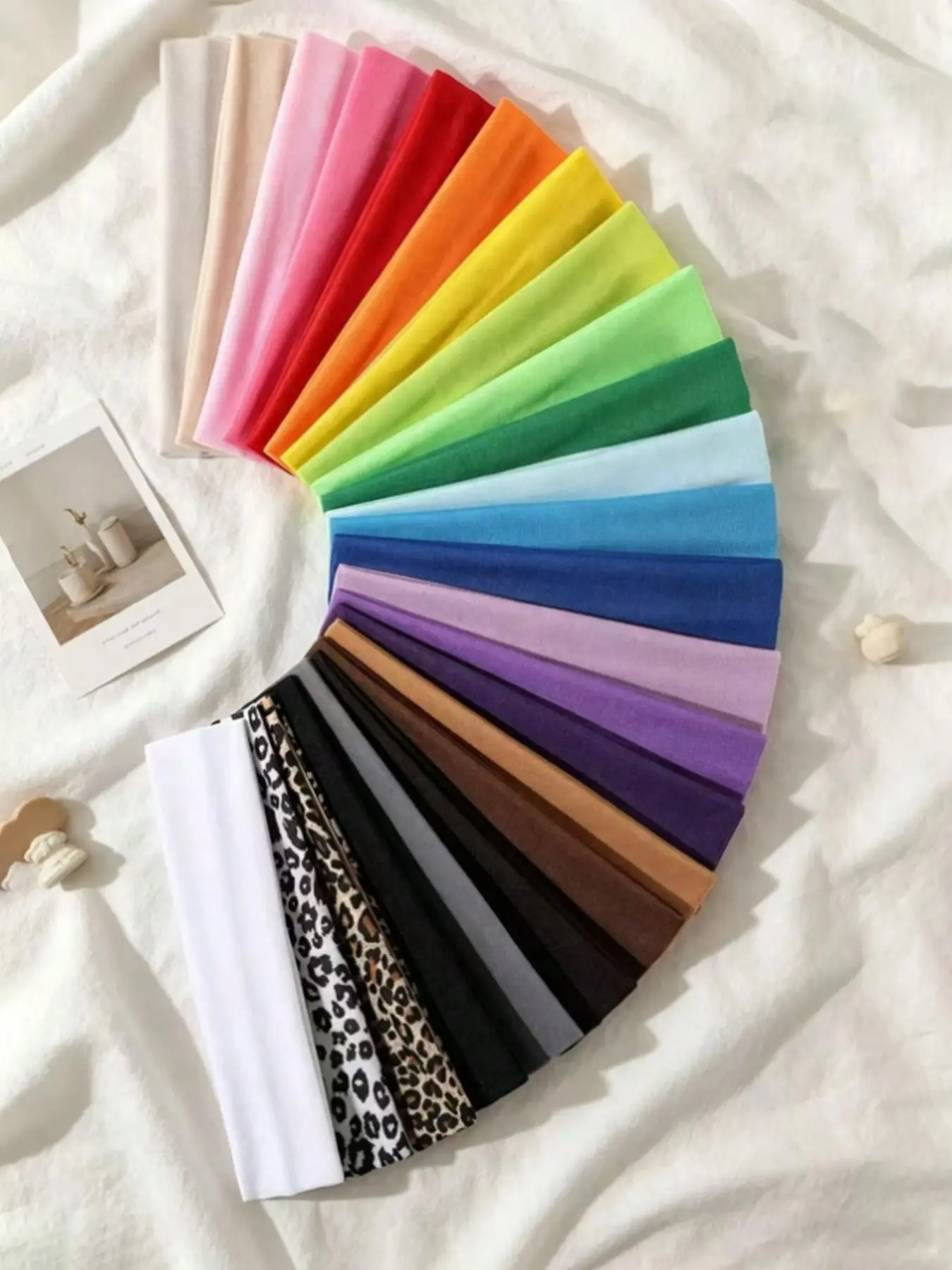 24pcs Solid Color Elastic Headbands, Yoga Sports Fitness Hair Bands for Women, Sweat Absorbing Headscarves, All Seasons
