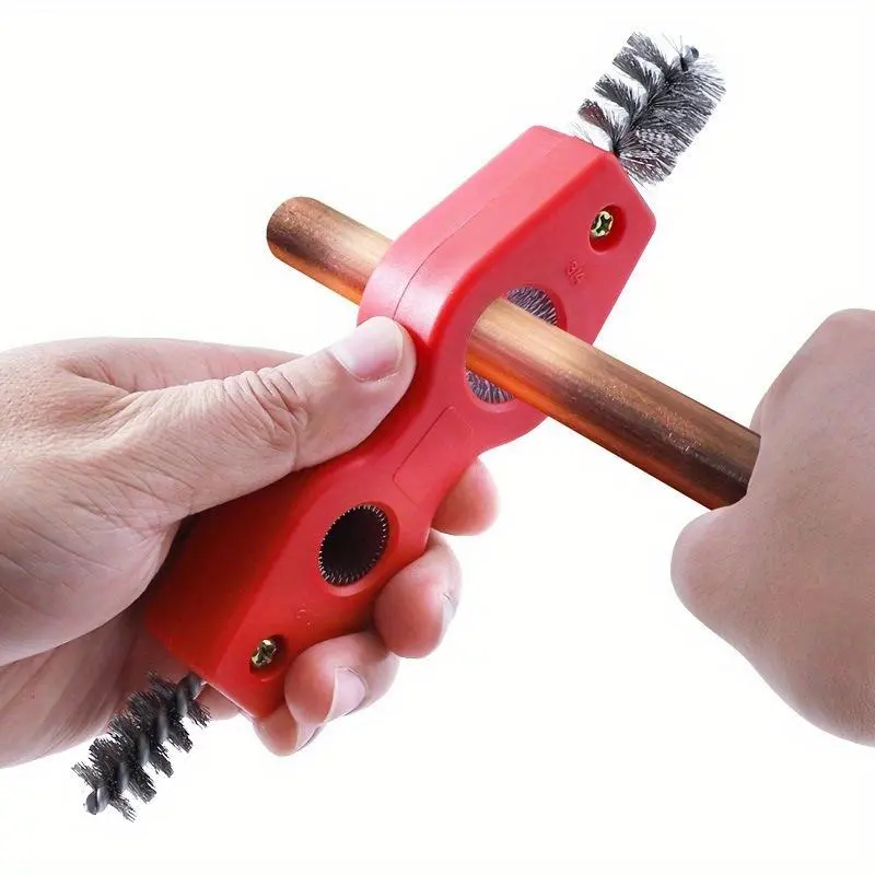 1pc Copper Pipe Cleaner & Reamer, Dual-Size Brushes, Anti-Slip Grip - Easy Soldering Prep for Commercial Plumbing Tasks, Ideal for Professionals