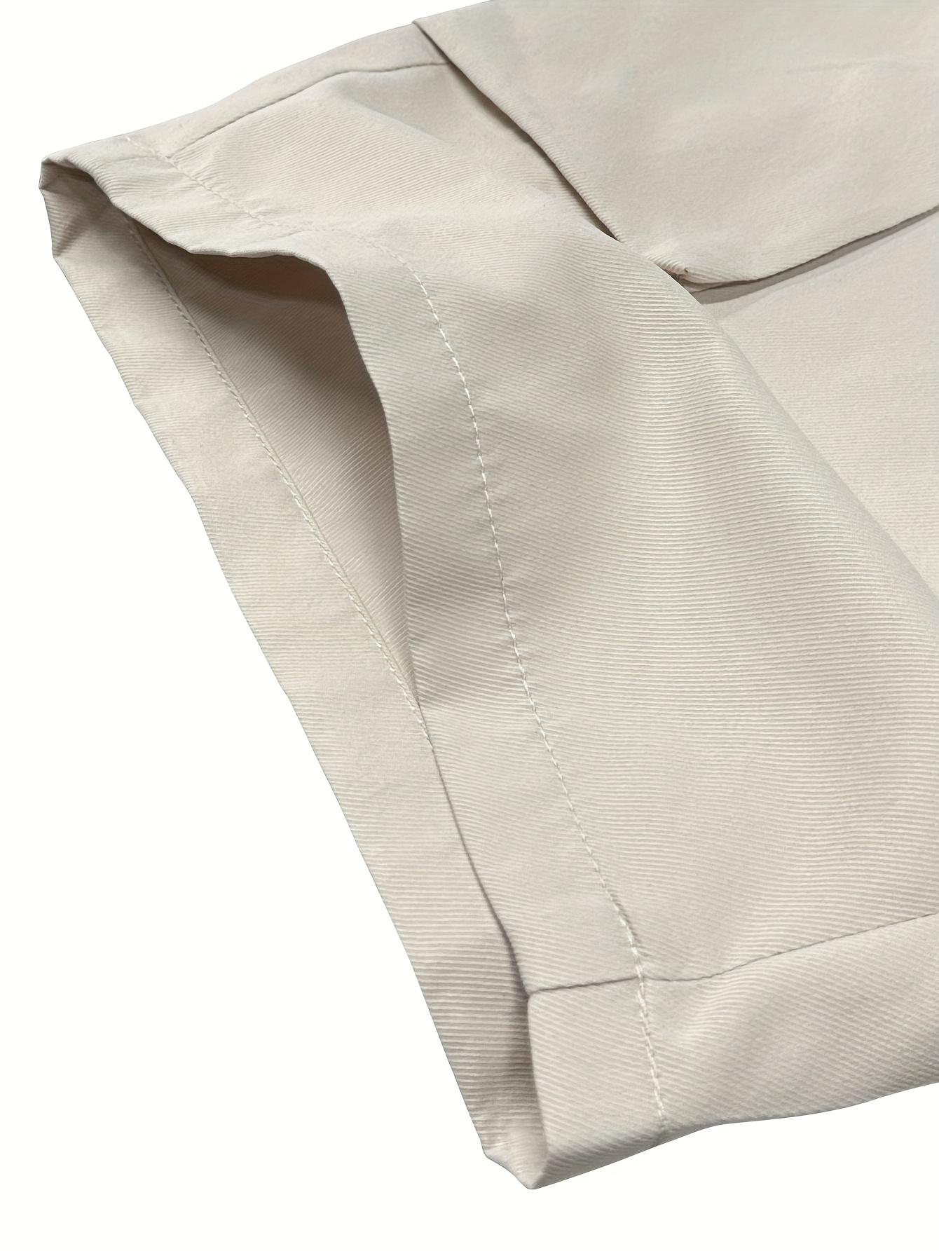 Men's Summer Casual Cargo Shorts - Elastic Drawstring Waist, Multiple Pockets & Letter Patch Design, Regular Fit Mid-Rise Non-Stretch Fabric for Daily Wear & Leisure Activities, Nontransparent Fabric