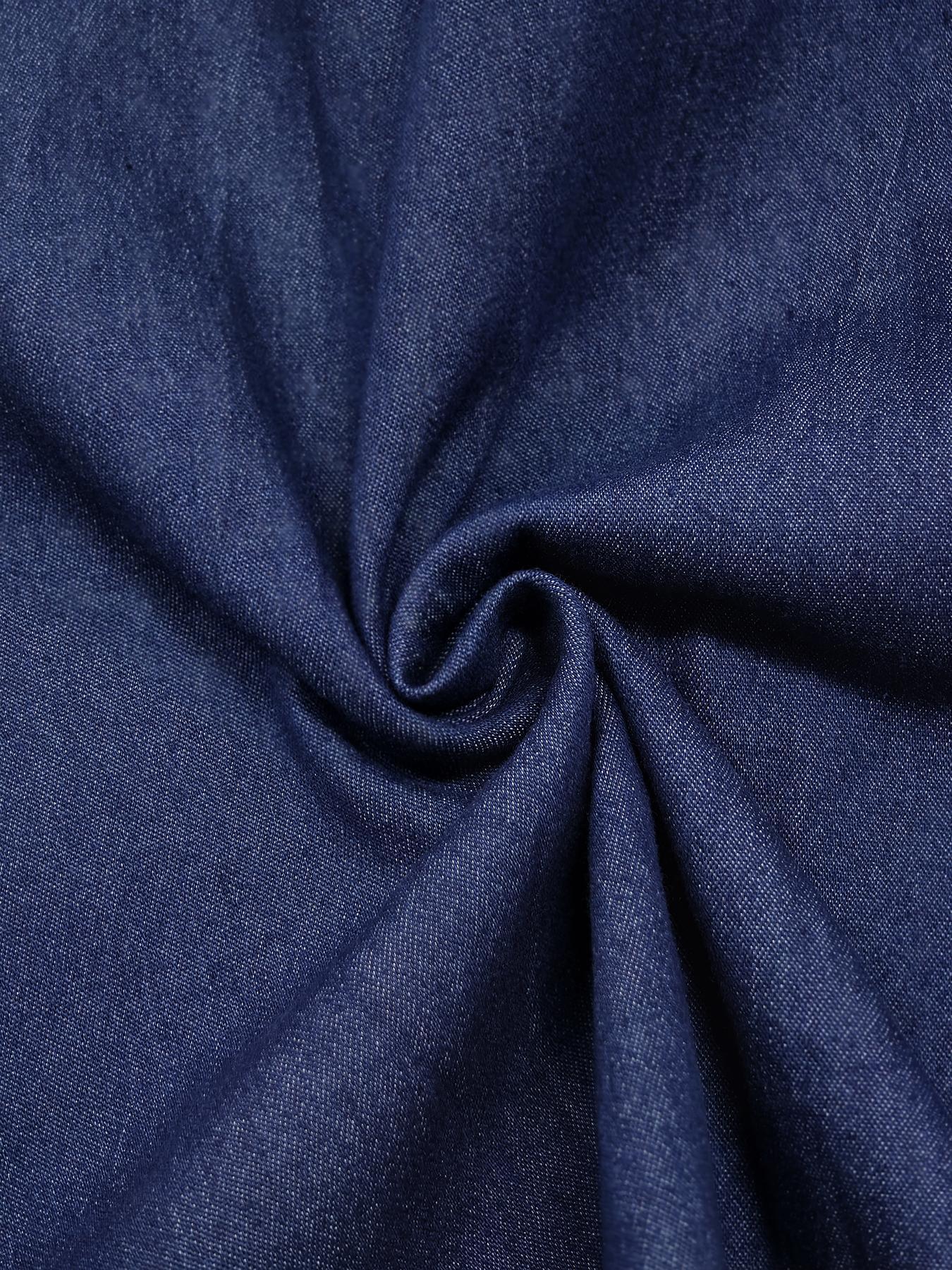 Women's Plain Short Sleeve Denim Dress, Lady Elegant Casual Basic Fashion Long Dress for Daily Outdoor Wear, Women's Dress for Summer, Womenswear