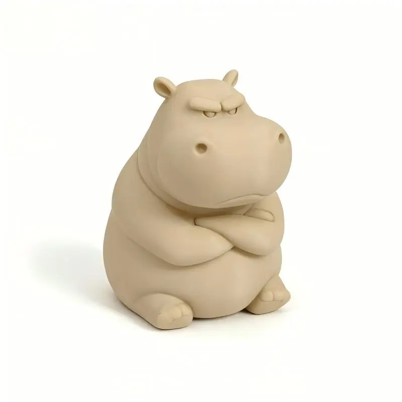 Angry Hippo Statue Ornament, Home Desktop Decor, Car Decoration, Party Office Accent, Indoor Outdoor Collectible Art Piece