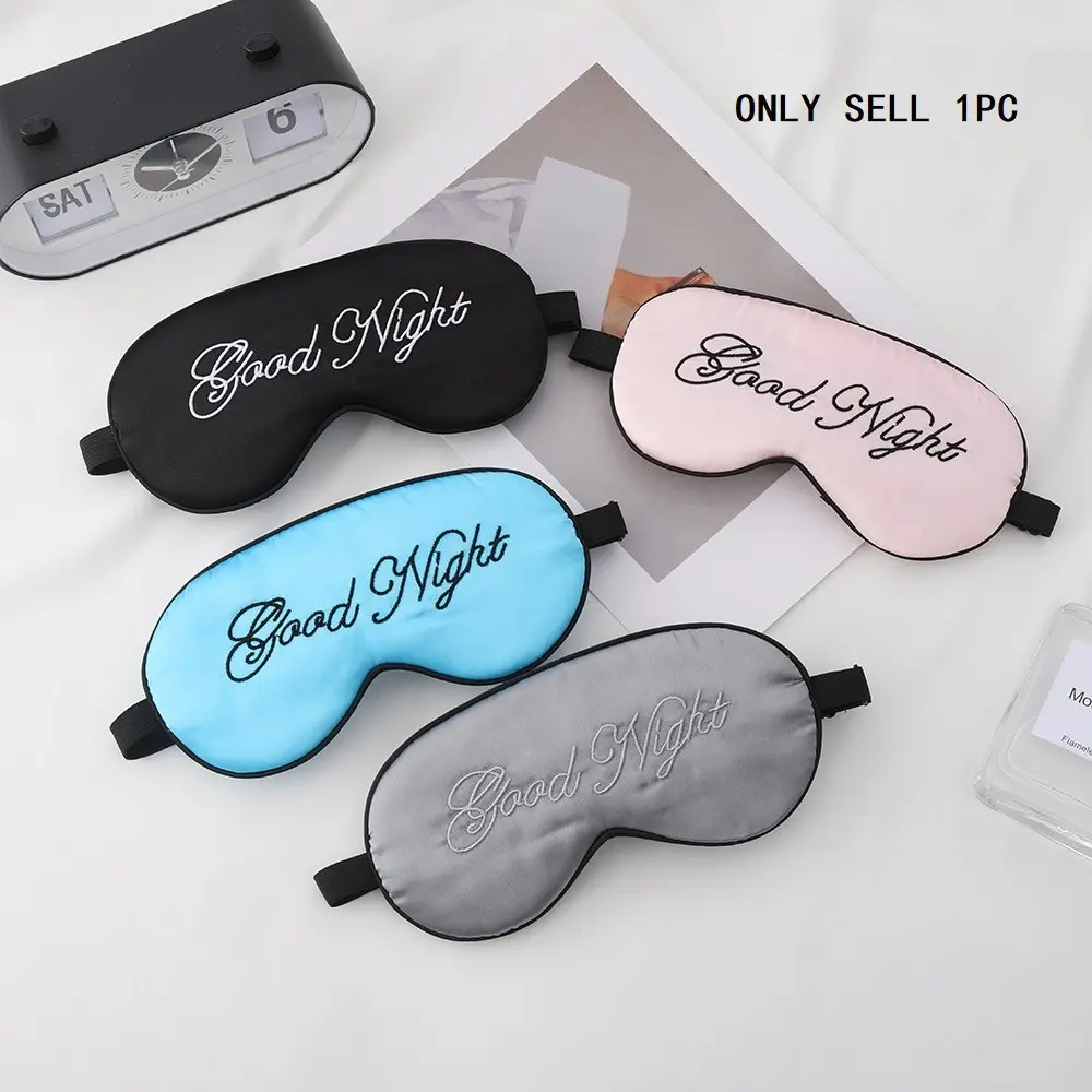 Adjustable Sleep Mask, Reduces Puffy Eyes, Travel Meditation Gift, English Text Print, Mulberry Silk Embroidered, Comfortable Nightwear