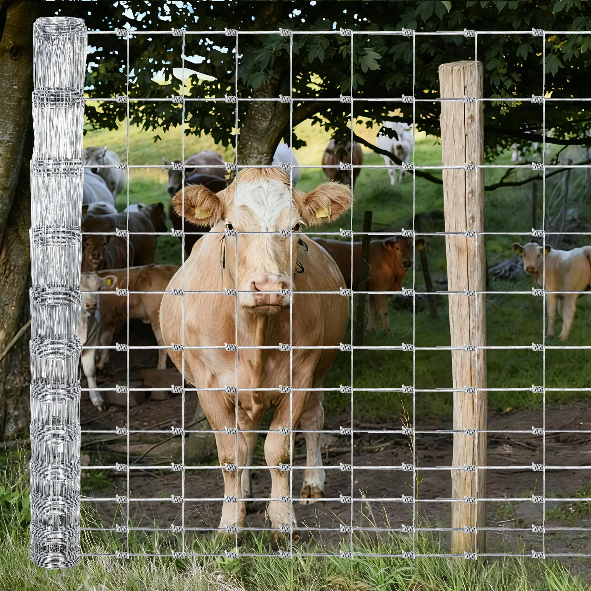 Heavy Duty Galvanized Livestock Metal Mesh Panel – Industrial-Grade Wire Fencing – Durable Farm Protection for Cattle, Goat, Deer