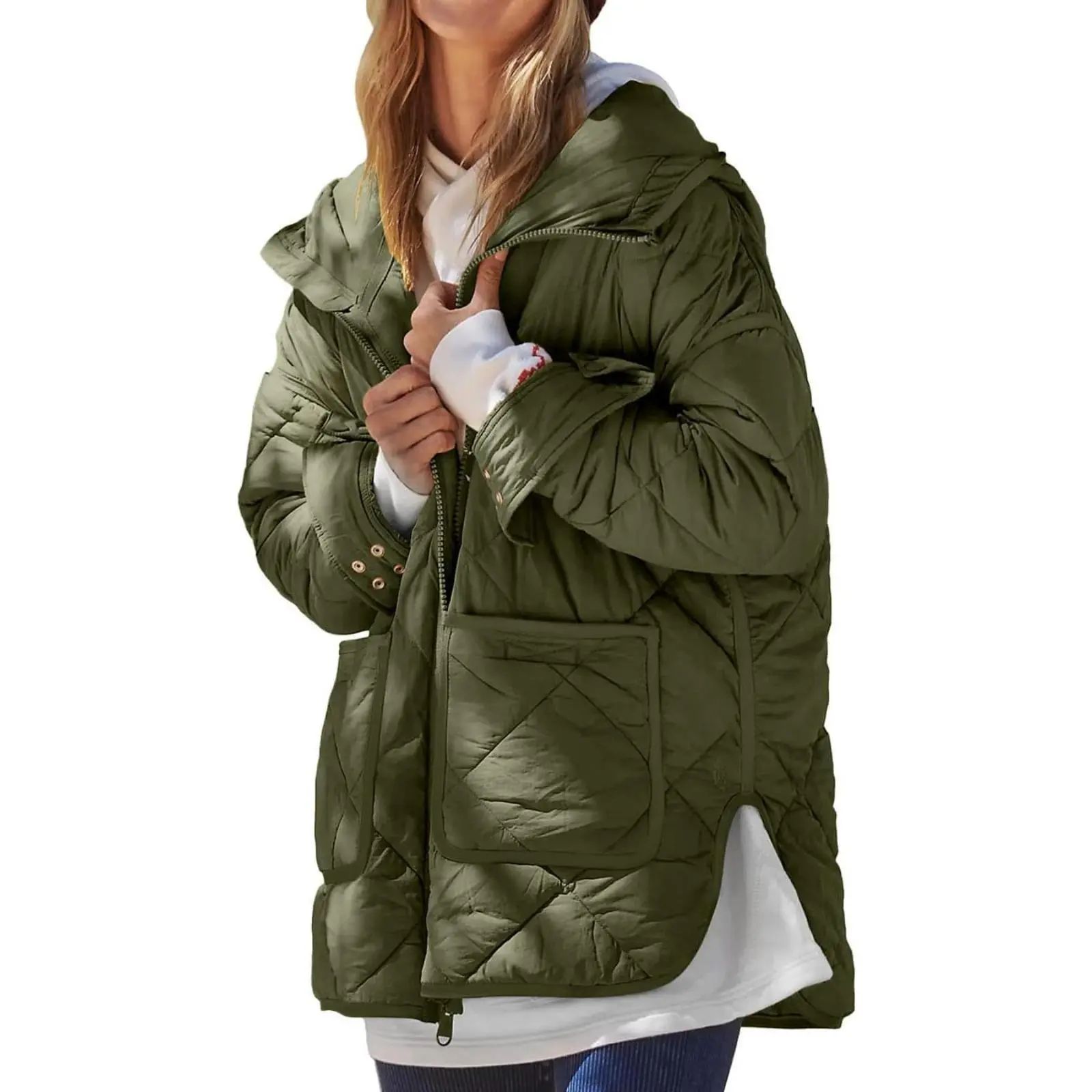 Tankaneo Womens Quilted Puffer Jacket Hooded Winter Coat Lightweight Jacket | Long Sleeve, Zip Up, Lightweight, With Pockets, Packable Jacket, Down Jacket