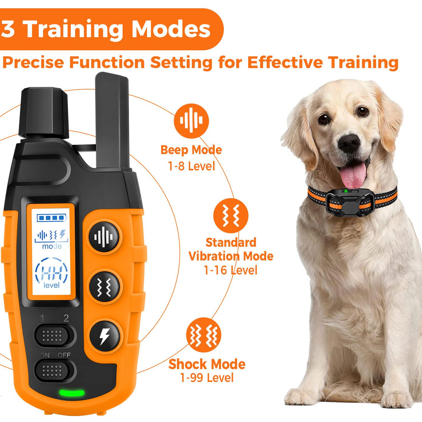 1/2 Collars, 3300ft Range Dog Training Collars With Remote, Adjustable Nylon Strap, With Beep (1-8), Vibration (1-16), Safe Shock (1-99), Rechargeable Waterproof, For Small To Large Dogs (5-150lbs)