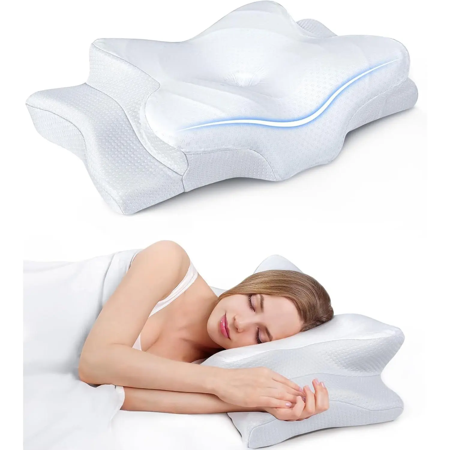 Pain Relief Cooling Pillow for Neck, Cervical Pillow Cozy Sleeping, Ergonomic Pillows, Orthopedic Bed Pillow for Side Back Stomach Sleeper