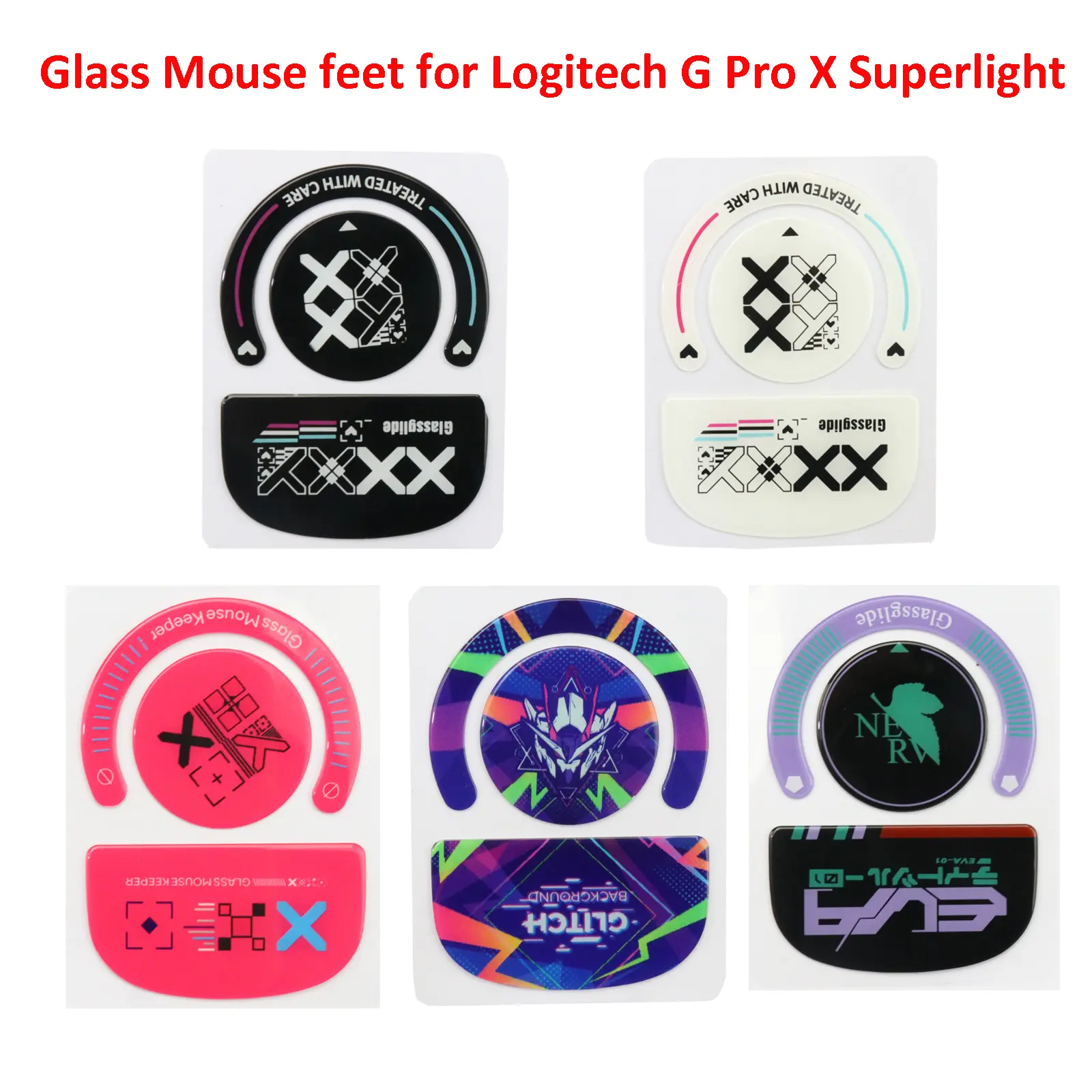 Pattern Glass Mouse Feet Replacement Compatible with Logitech G Pro X Superlight