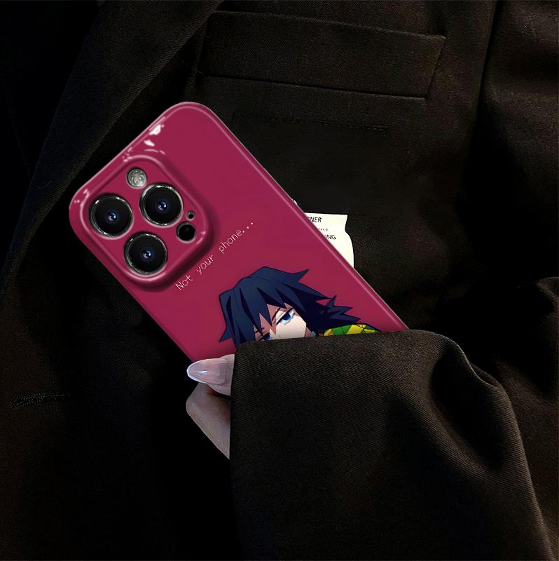 Creativity Giyuu Liquid Silicone Case for iPhone 11-16 Pro Max, Full-Print Anime Design, Fade-Resistant & Shockproof | Perfect for Kimetsu Fans