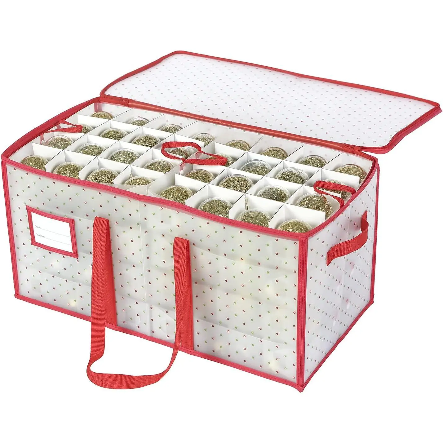Plastic Christmas Ornament Storage Box with Trays, Customizable Dividers, Dust-Proof Durable Ornament Organizer Holder, Christmas Storage Containers Holds 128 x 3 inch Ornaments