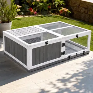 ARCH Wooden Turtle Cage Indoor Outdoor Reptile Habitat with Waterproof Trays and Rest Area for Tortoise Lizard Gecko Snake Small Animal Pen 43x24x12.8 Inch Grey Solid Fir Wood, Grey Color Options, Solid Wood Material, Product Dimensions: 24.00 W x