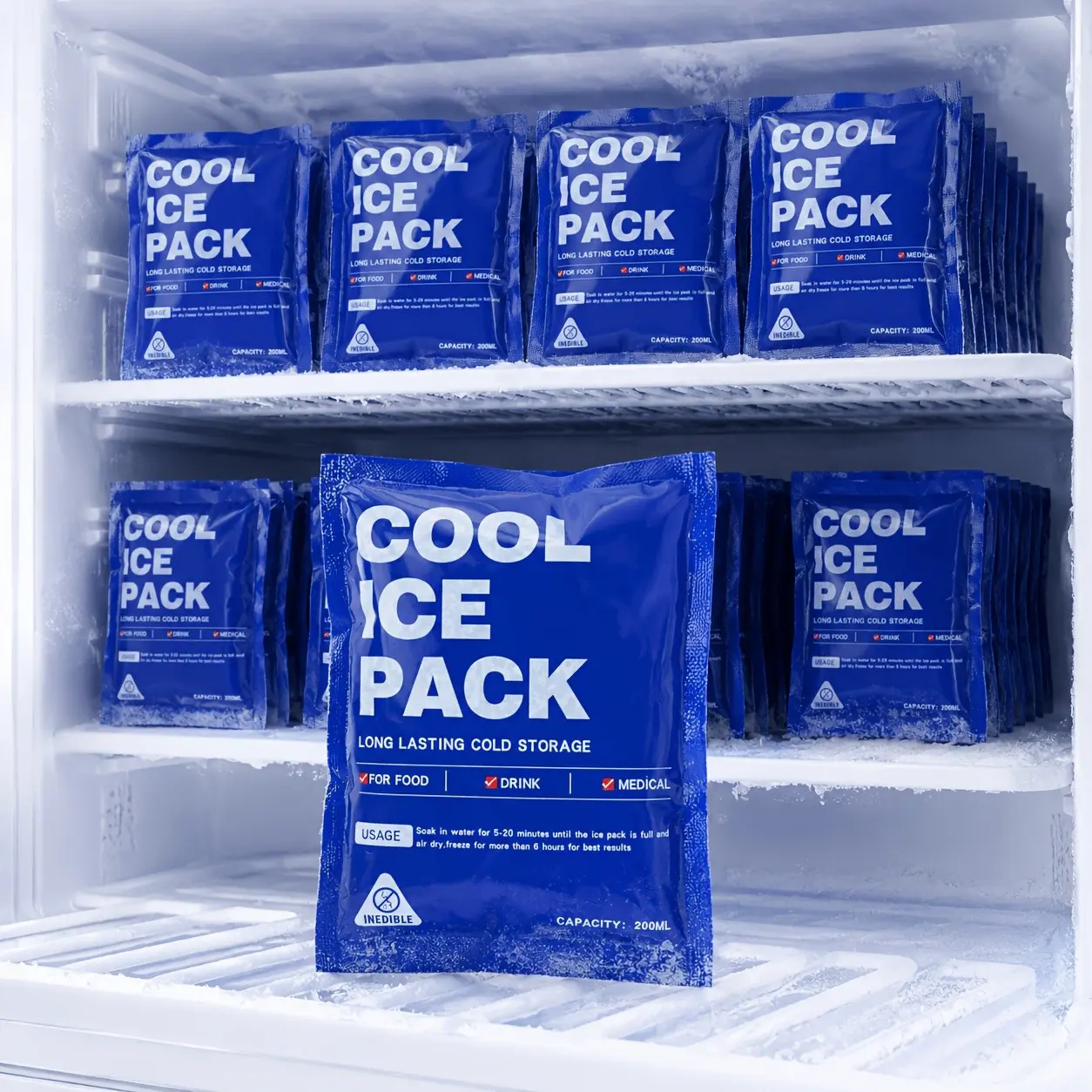 50pcs/100pcs Camping Self-Sucking Ice Packs, Reusable Insulated Cooling Bags, Cooling Pads, No Water Needed, Fresh Food Preservation, Cross-Border Shipping