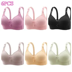 2025 New Arrival Women's Plus Size Wireless Bra, Sexy Floral Lace Cup, 4 Hooks & 3 Rows Closure, Sponge Padded Comfort Mother Underwear