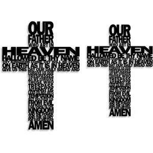 Gonice Metal Cross Wall Decor, 2 Pack Religious Wall Crosses for Home Decor, Christian Metal Wall Art for Church, Living Room and Bedroom (L+S)