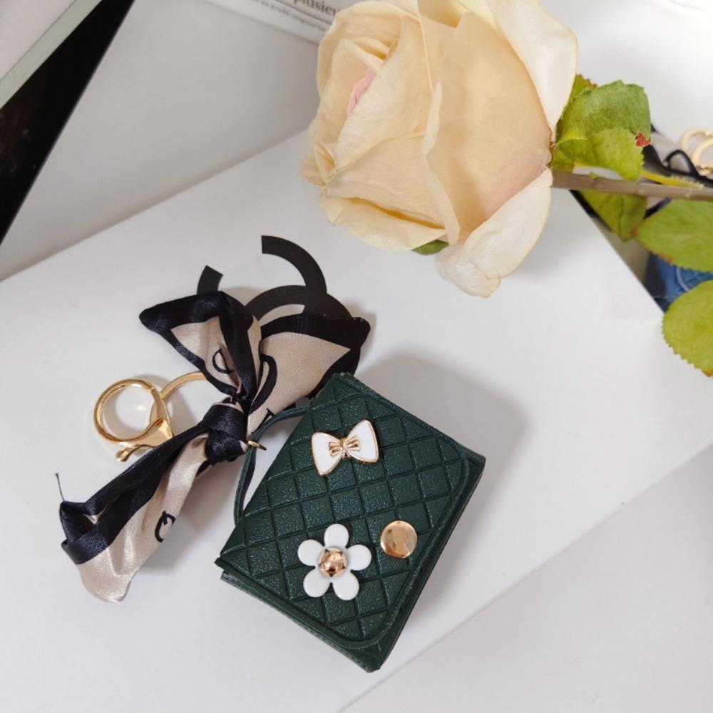 Fashion Niche Plaid Tweed Bag Charm, Mini Keychain Coin Purse Earphone Bag Pendant