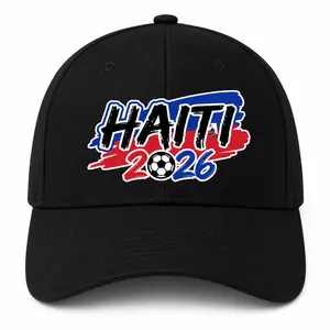 Haiti 2026 Soccer Fan Printed Baseball Cap, Structured Polyester Hat for Men and Women, Haitian Flag Pride Football Graphic Cap, Cool Sports Birthday or Father's Day Gift, Casual Curved Brim Sun Cap
