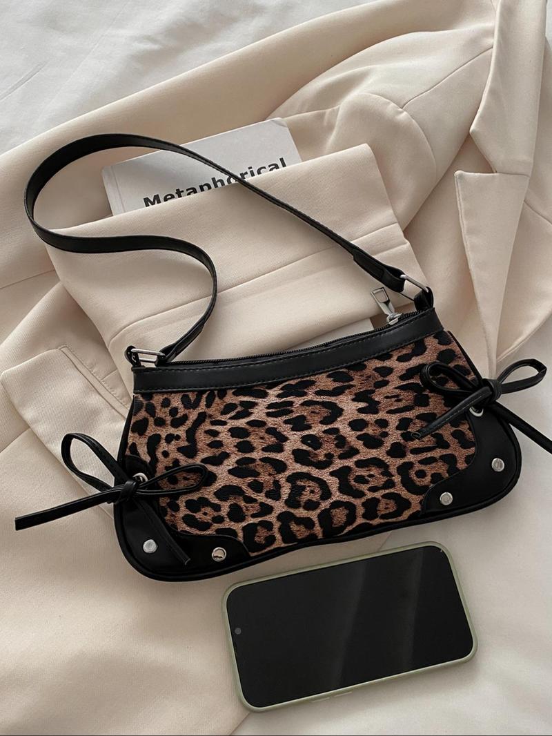 Women's Fashion Leopard Print Crossbody Bag, Casual Versatile Shoulder Bag for Daily Used, Trendy All-match Commuter Bag, Girl Fashionable Shopping Bag