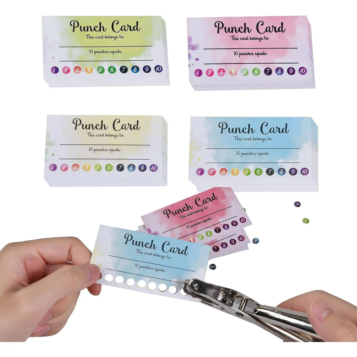 120 count Behavior  Punch cards for ,suit for Classroom Student Awards Loyalty, Customer Business Incentive Loyalty (water color)