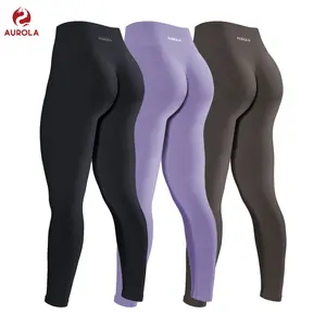 AUROLA  3 Pieces Pack Set Dream Collection Workout Leggings for Women High Waist Seamless Scrunch Athletic Running Gym Fitness Active Pants