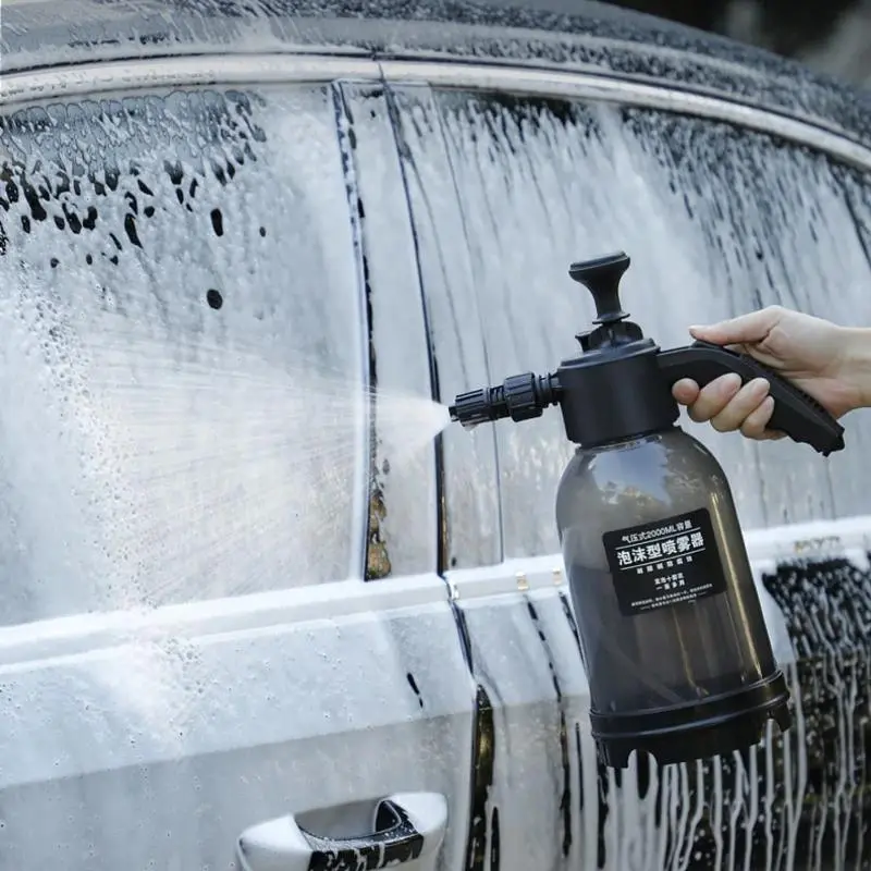 2L Hand Pump Foam Sprayer Snow Foam Gun Nozzle With Pressure Relief Valve Car Wash Spray Bottle Window Cleaning Tools