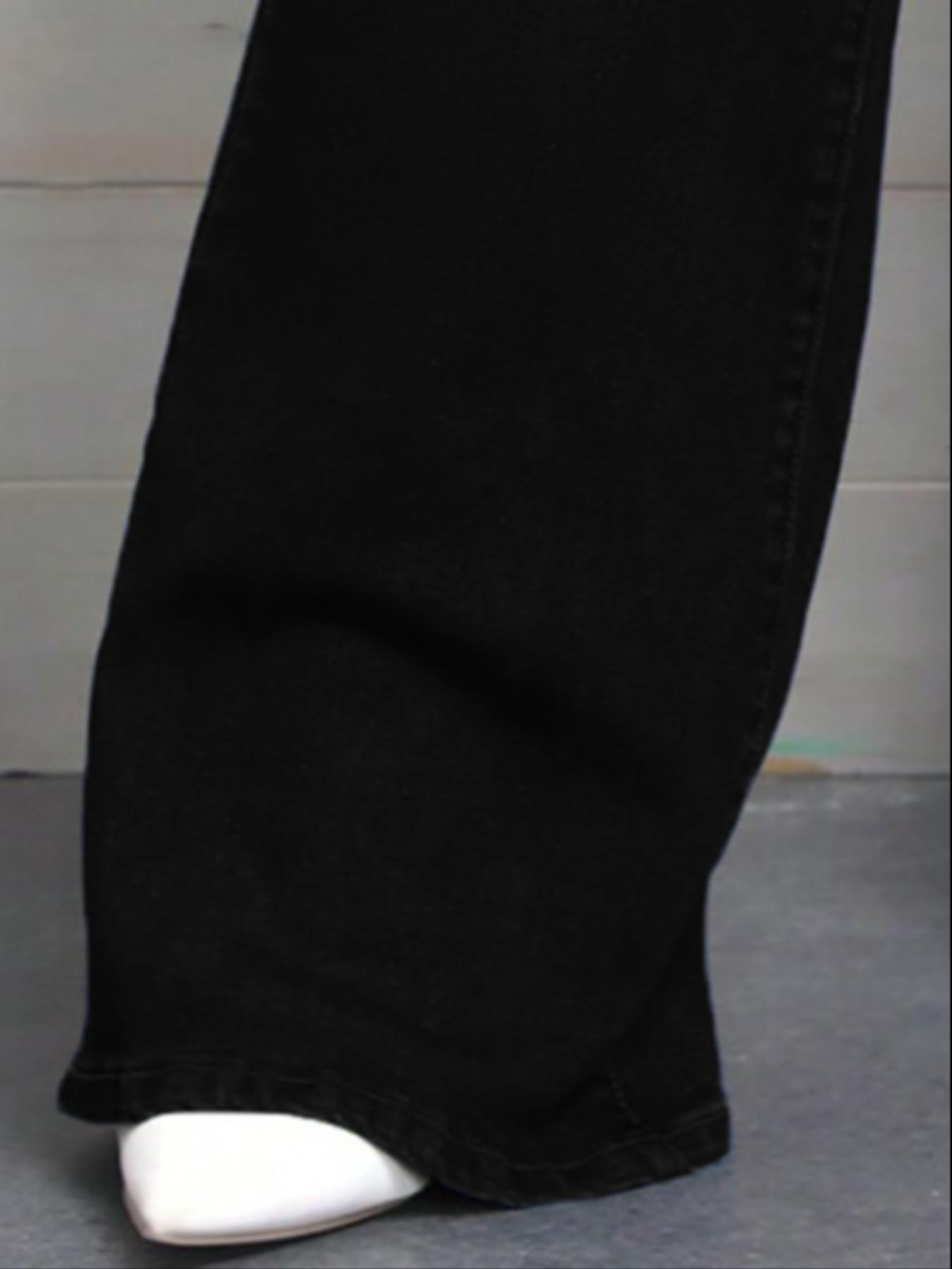 【Plus Size】 Basic Solid Color Flare Leg Jeans, Casual Comfy Denim Pants for Daily Wear, Women's Bottoms for All Seasons