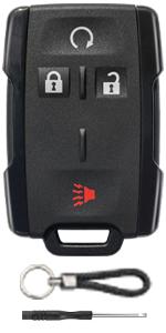 Key Fob Case for Chevy Silverado 1500 2500 3500 HD Colorado GMC Sierra Canyon 2021 2020 2019 2018 2017 2016 2015 2014 M3N-32337100 Keyless Entry Remote Key Shell Replacement 4 Button Pad Cover - Black