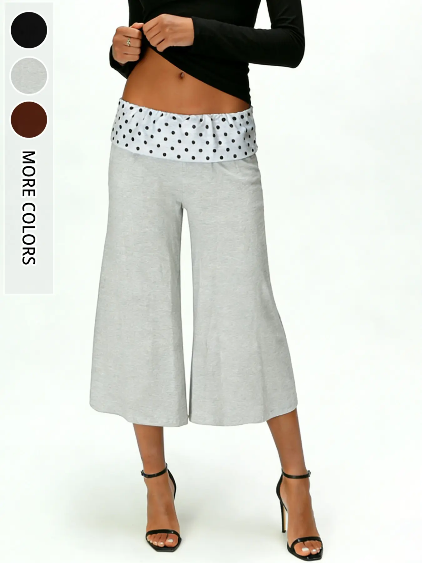 Vintage Polka Dot Wide Leg Seven-Eleven Pants, Loose Fit Dance Practice Pants, Slimming Seven-Eleven Dance Performance Pants