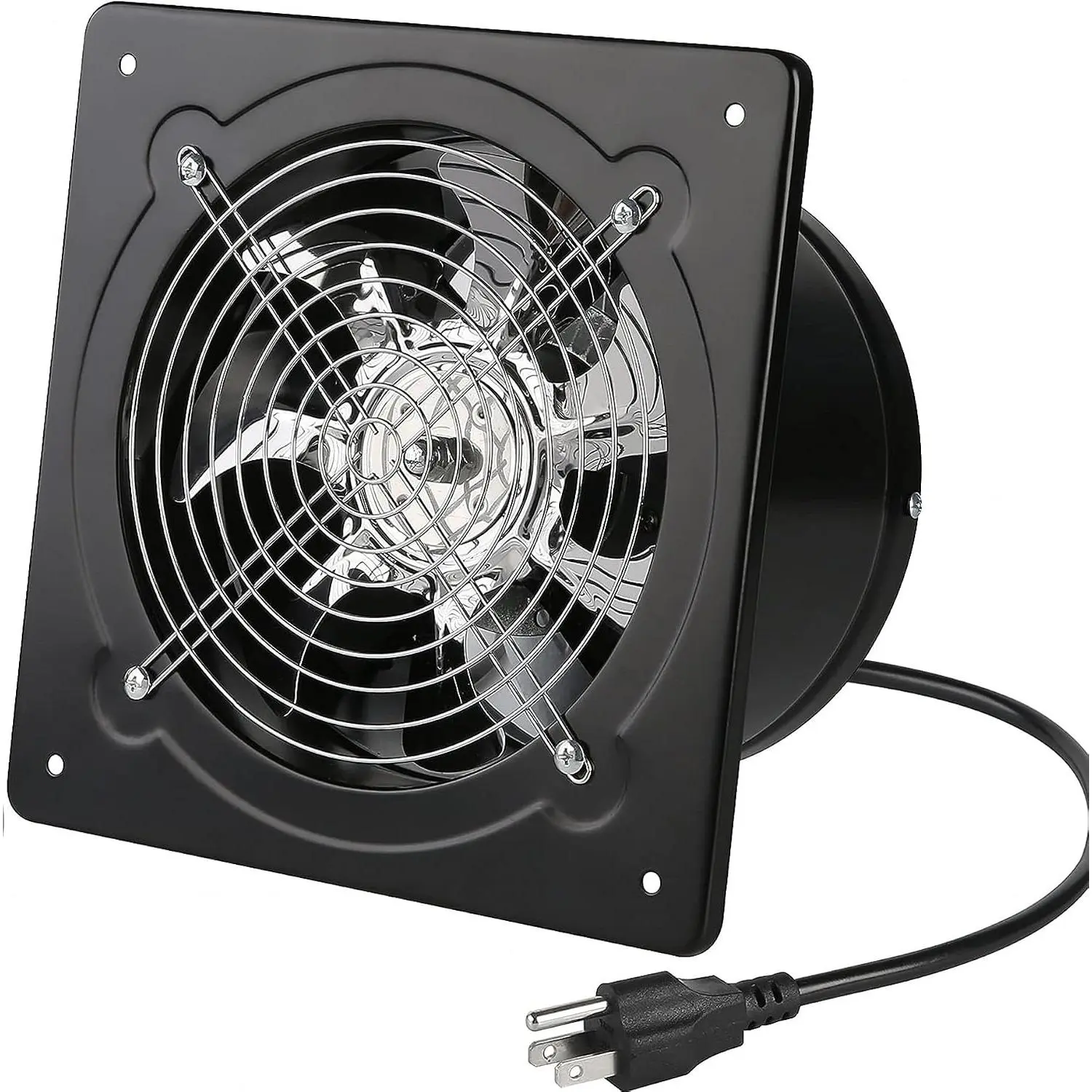 Exhaust Fan 40W Through-wall installation Ventilation Fans 110V Exhaust Fan with Plug 6 inch Exhaust  Fan with Pure Copper  for Kitchen Shopping Mall (Black)