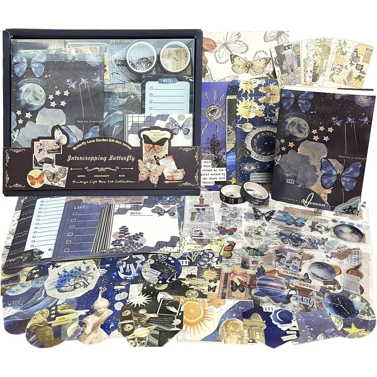 Aesthetic Scrapbooking Supplies,  Junk Journal Kits with Scrapbook Paper, Washi Stickers, A6 Grid Notebook - DIY Craft Journaling  for Teen Girl Adult (Butterfly Garden)