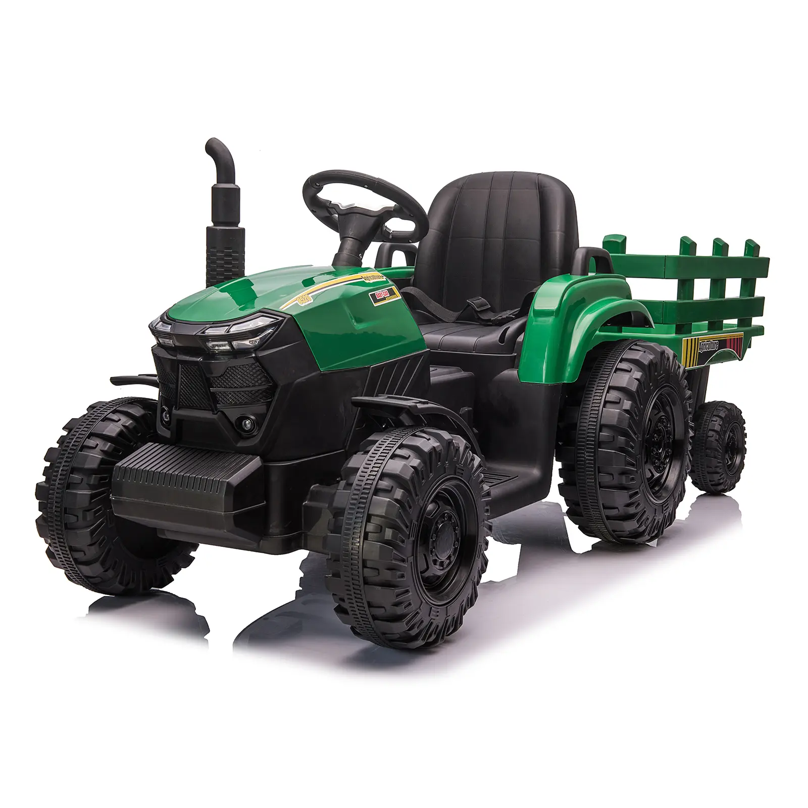 Garvee 12V Battery Powered Ride-On Tractor for Kids with Trailer – Dual Motors, LED Headlights, USB/MP3 Player, 4-Wheel Farm Vehicle – Outdoor Toy Car for Boys & Girls Ages 3-6