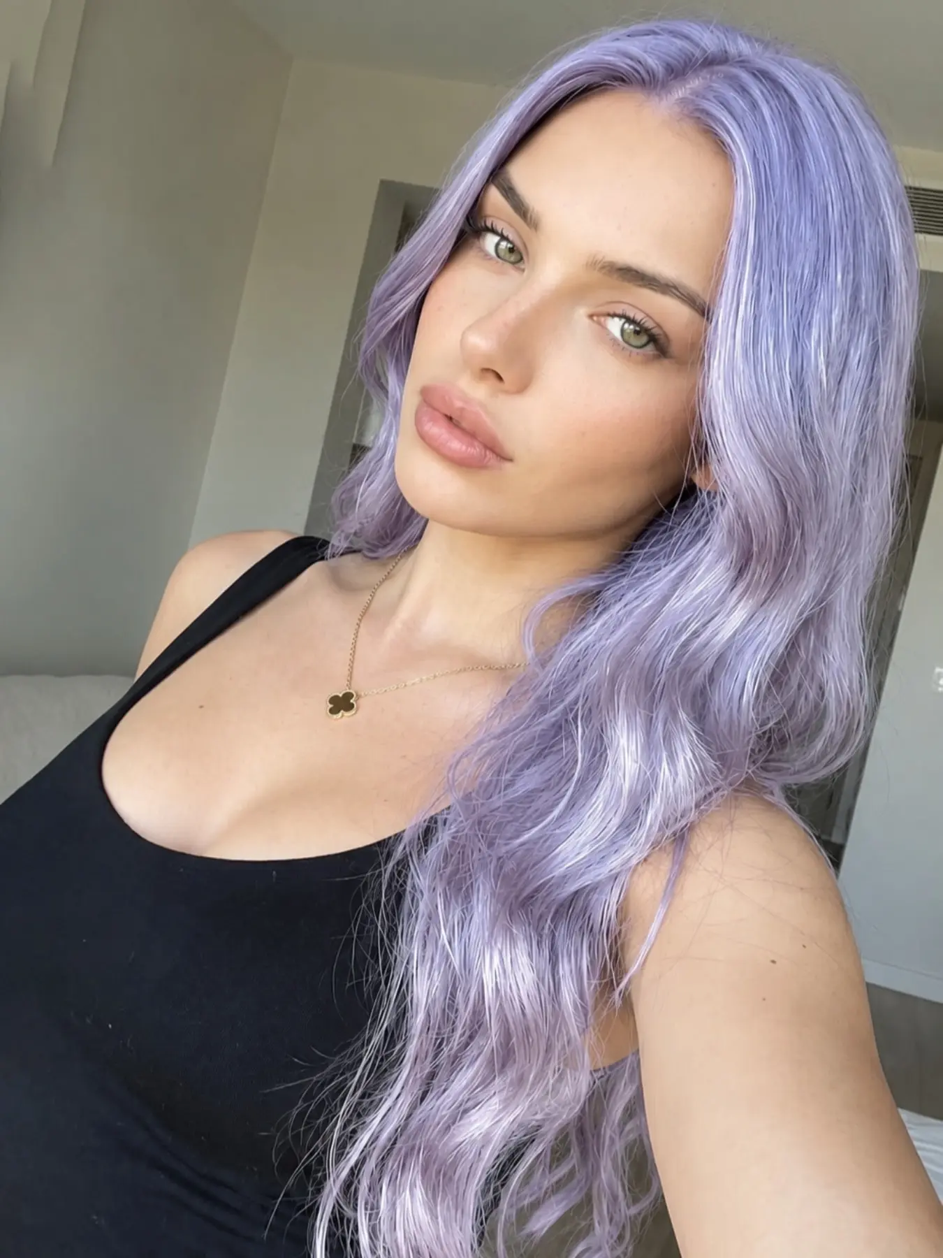 26 Inch Light Purple Body Wave Lilac Crimped Waves Lace Front Wig Heat Resistant Synthetic Hair Natural Hairline Perfect for Daily Wear & Parties