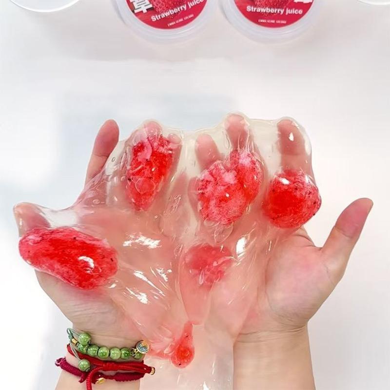 300ml Bucket  Fruit Flavor Extruded Bubble Gel Transparent Fake Water Children's Non-toxic Mucus Decompression Crystal Mud Gift