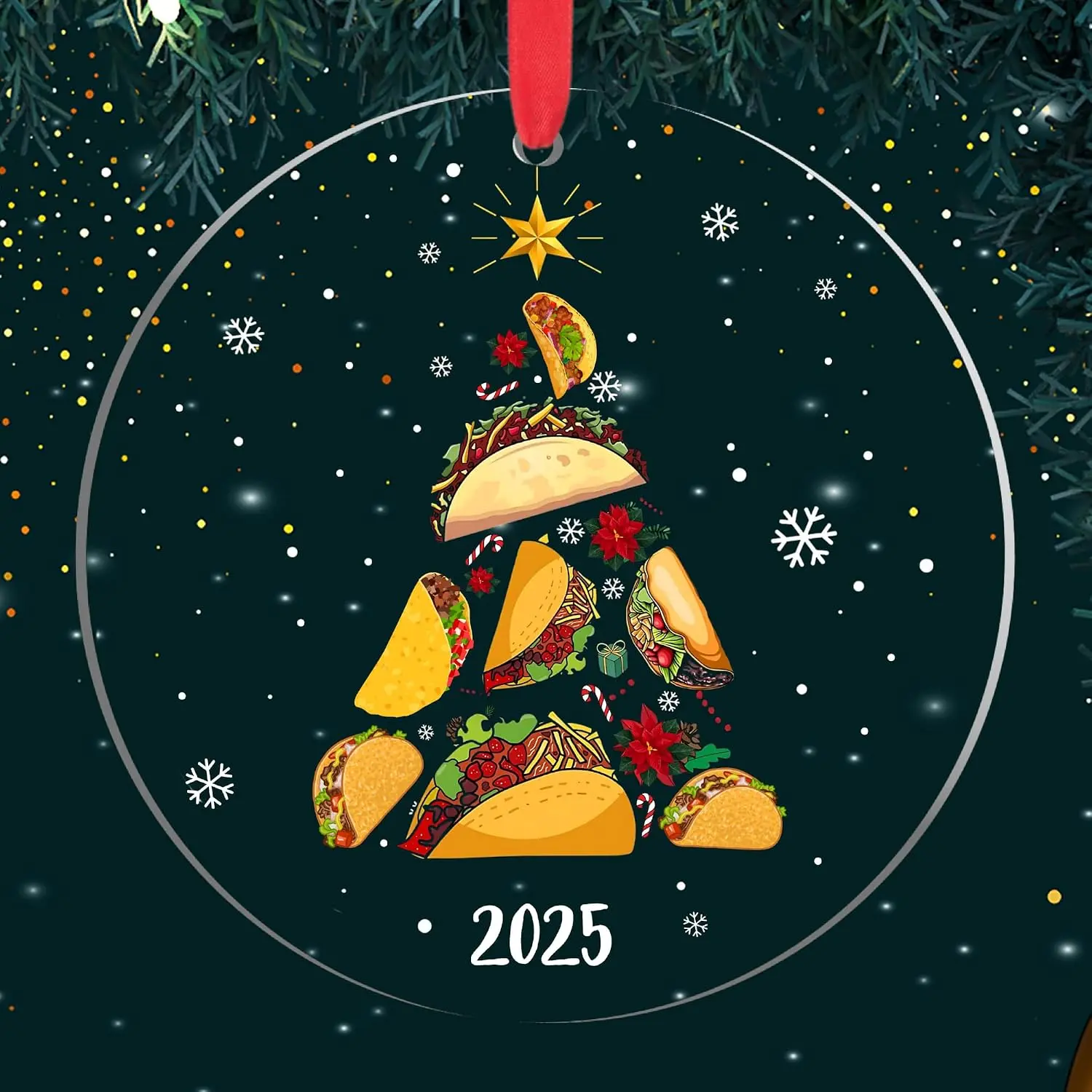 Taco Christmas Ornament – Funny Taco Ornament for Christmas Tree, Tacos Ornaments, Mexican  Lovers  Decorations,  for  Women Mom Daughter Son Sister Coworkers