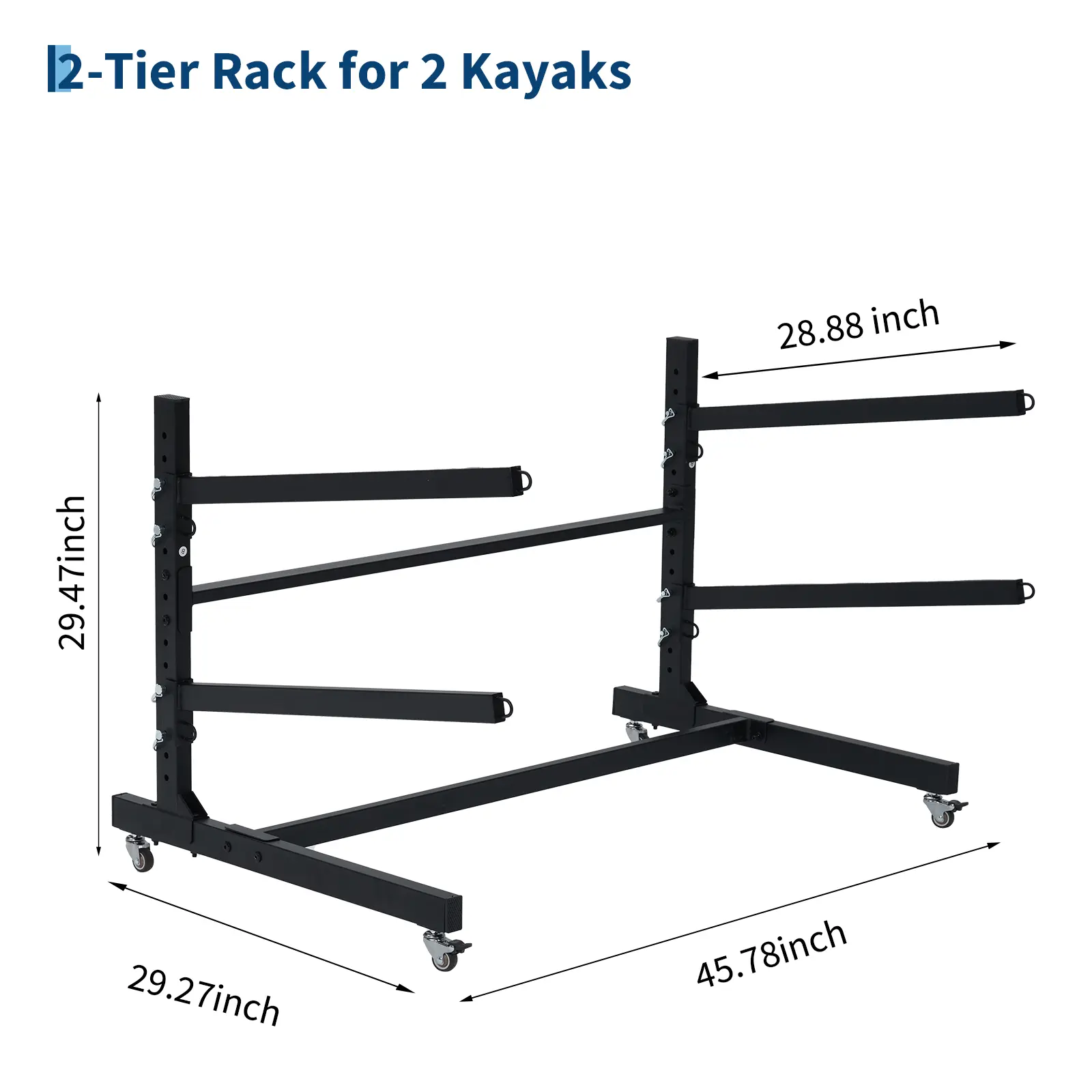 Gaomon Heavy Duty Kayak Storage Rack on Wheels, Freestanding Stand for Canoe SUP Paddle Board, Adjustable Garage Organizer, Weather Resistant, Vertical Space Saver for Outdoor Gear